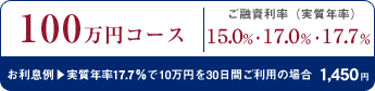 100���~�R�[�X ���Z�������i�����N���j 15.0���E17.0���E17.7�� ��������@�����N��17.7����10���~��30���Ԃ����p�̏ꍇ 1,450�~